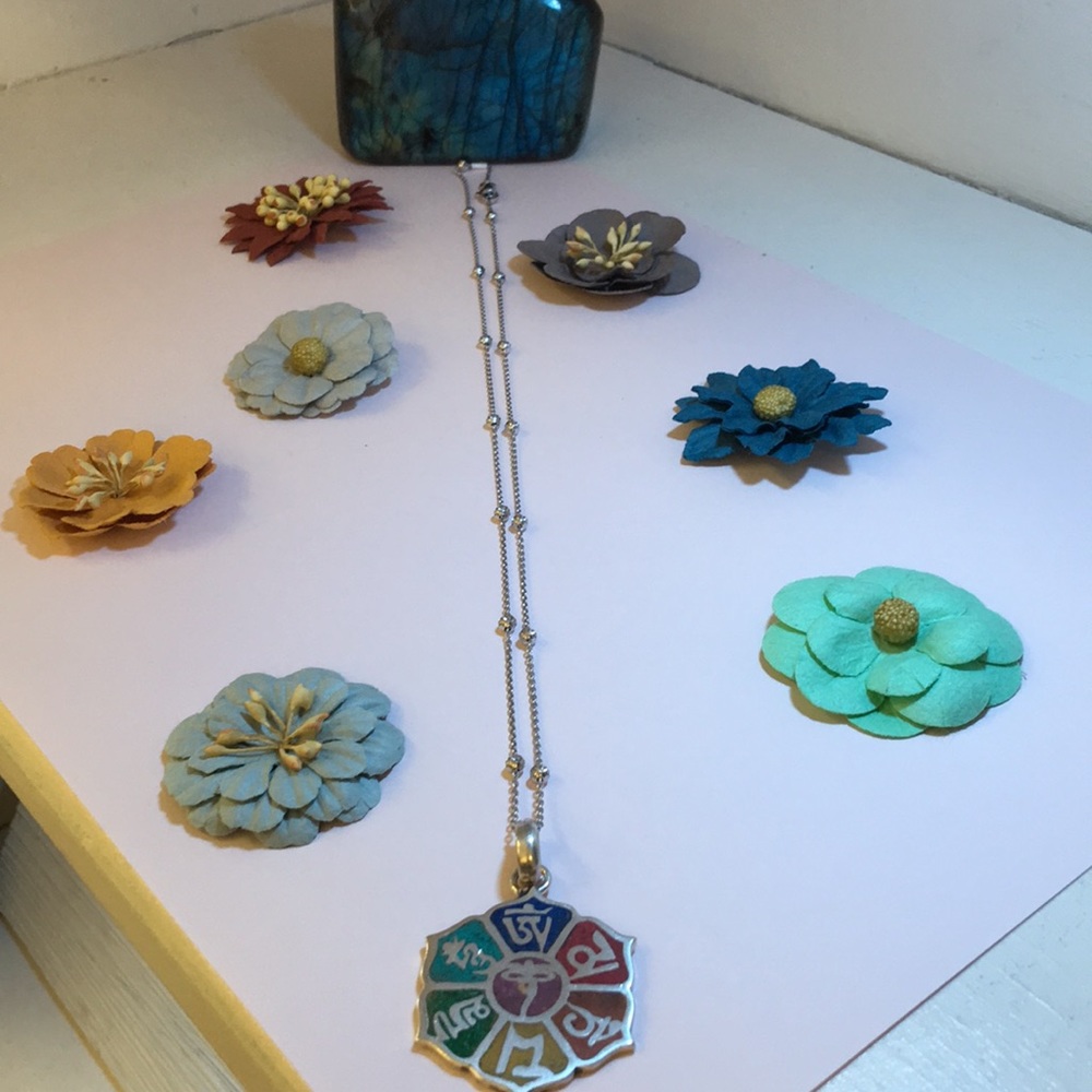 Chakra balance necklace sterling silver 19”